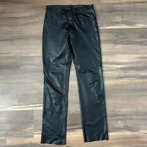Vintage G.HQ. Women's Black Soft Leather Pants - Straight Leg - Size 33